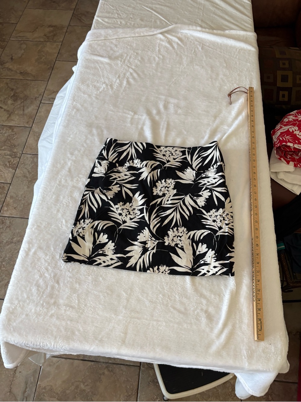 Black and White Tropical Print Mini Skirt